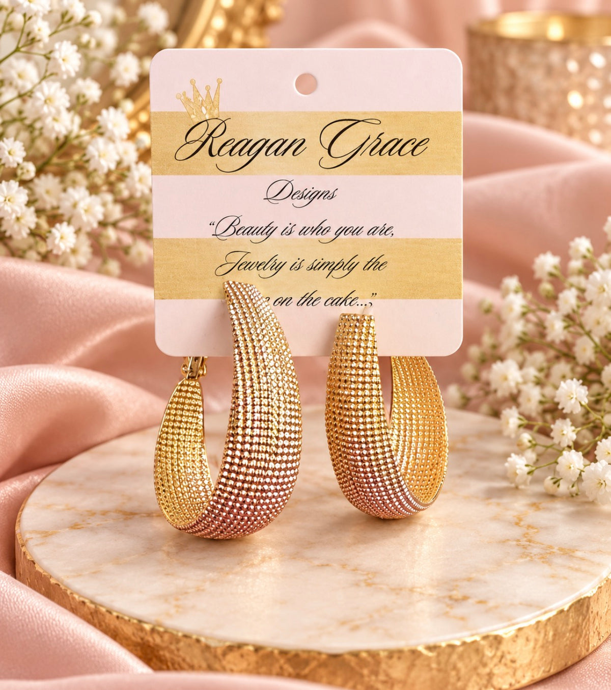 RG Gold Texture Chunky Hoops