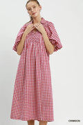 Glenda Gingham Smocked Midi Dress
