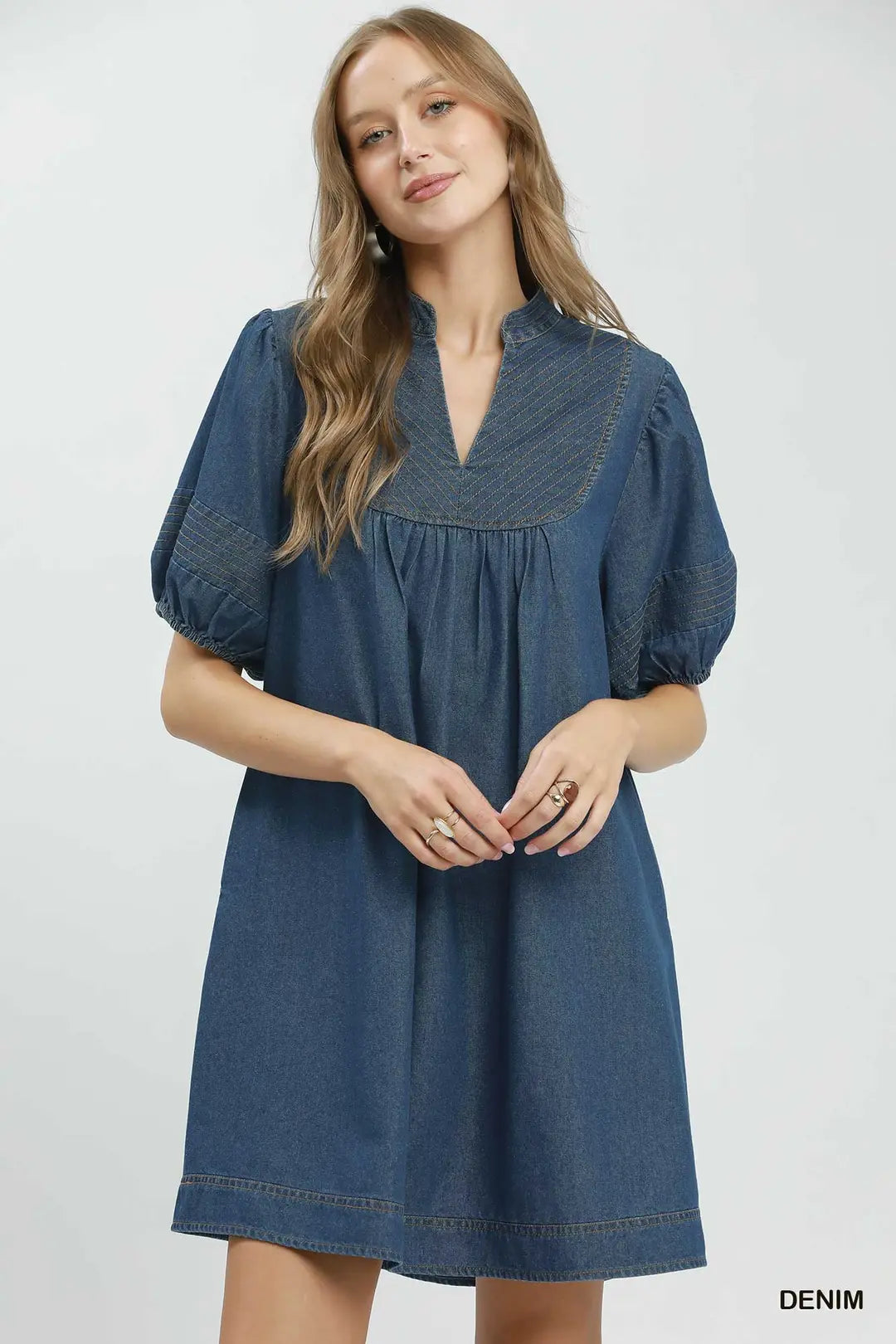 Greta Denim Stitched Yoke Dress