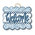 DK Blue and White Scallop Welcome Door Hanger