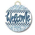 DK Blue and White Circle Welcome Door Hanger