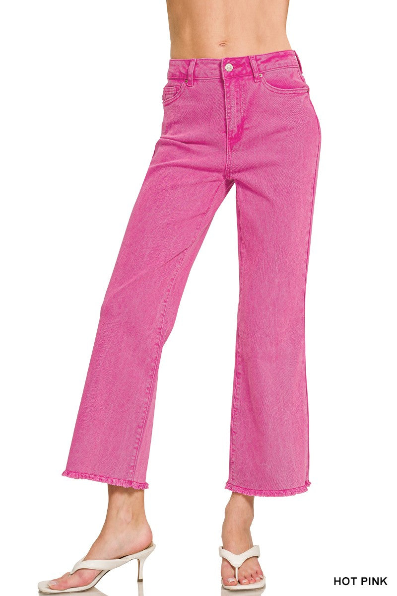 Alicia Acid Washed High Waist Cropped Jeans
