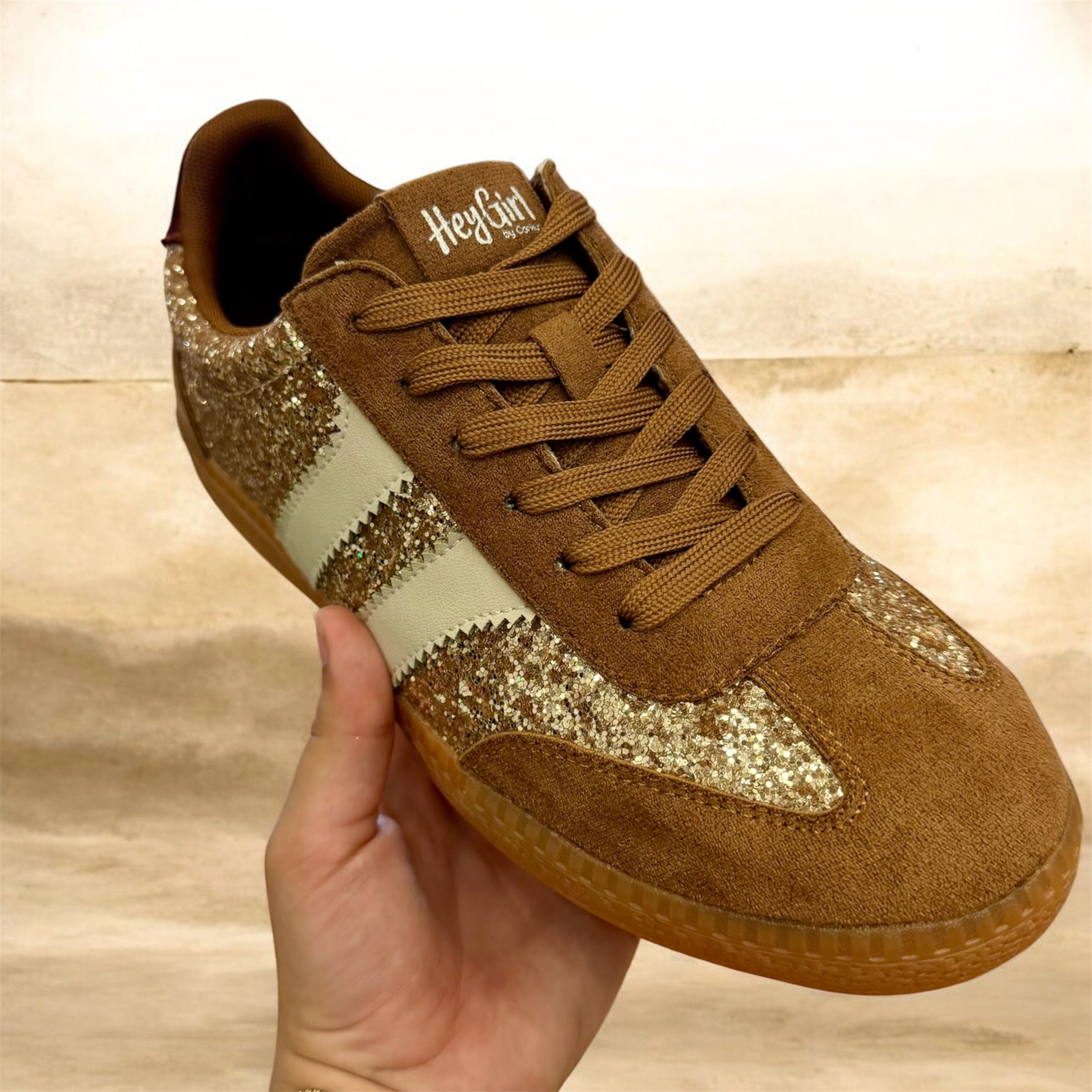 Corkys Heads Up Chestnut Glitter Sneakers