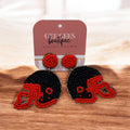 Red And Black Beaded Helment Earrings