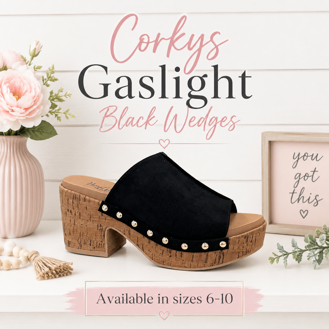 Corkys Gaslight Black Wedges
