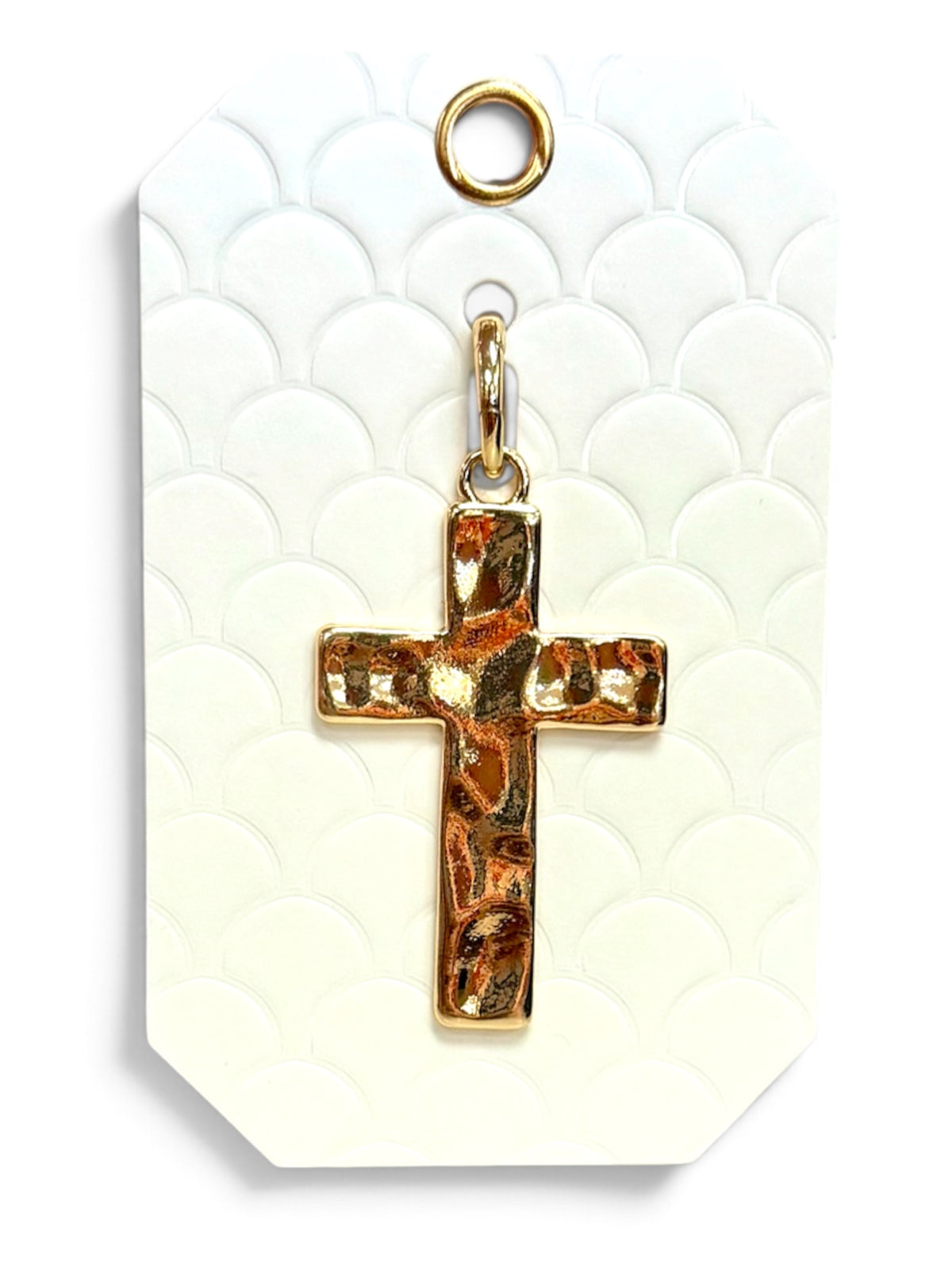 RG Hammered Cross Gold Pendant Charm