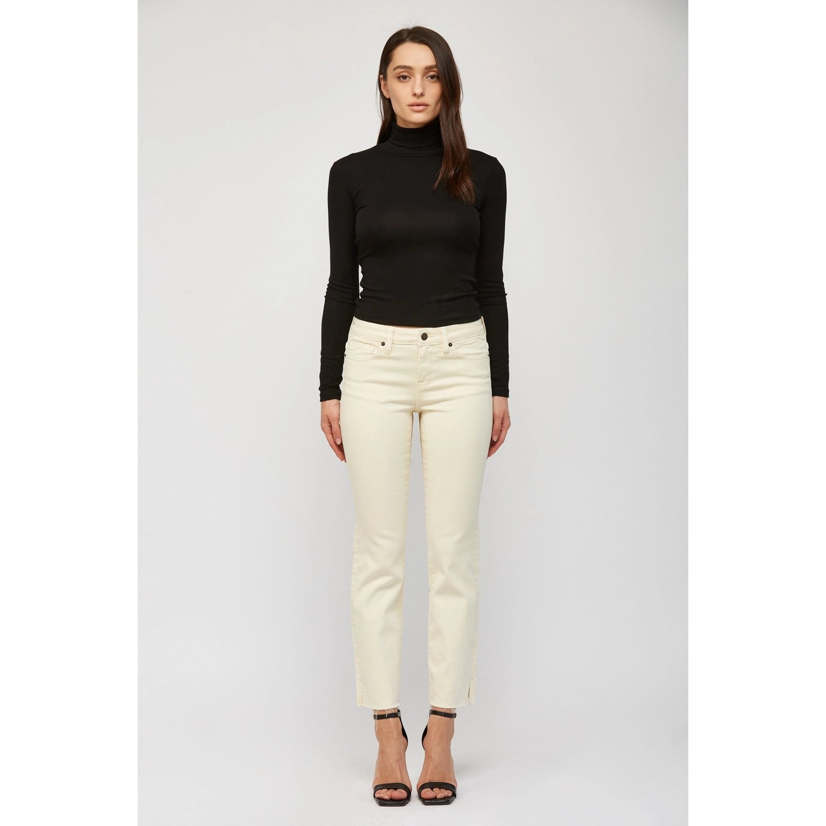 Isabella Ivory Mica Slit Bottom Jeans