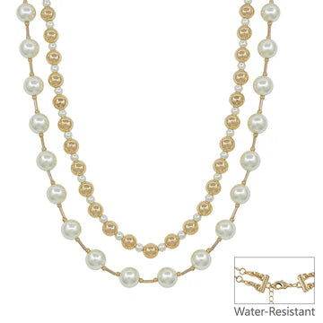RG Gold Beaded Pearl Layered Multiway Necklace