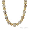 RG Gold/Natural Beaded 14MM Necklace