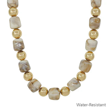 RG Gold/Natural Beaded 14MM Necklace