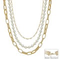 RG Water Resistant Three Layered Multiway 8MM Pearl 16"-18" Necklace