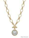 RG Water Resistant Large Pearl Toggle Chunky 16"-18" Necklace