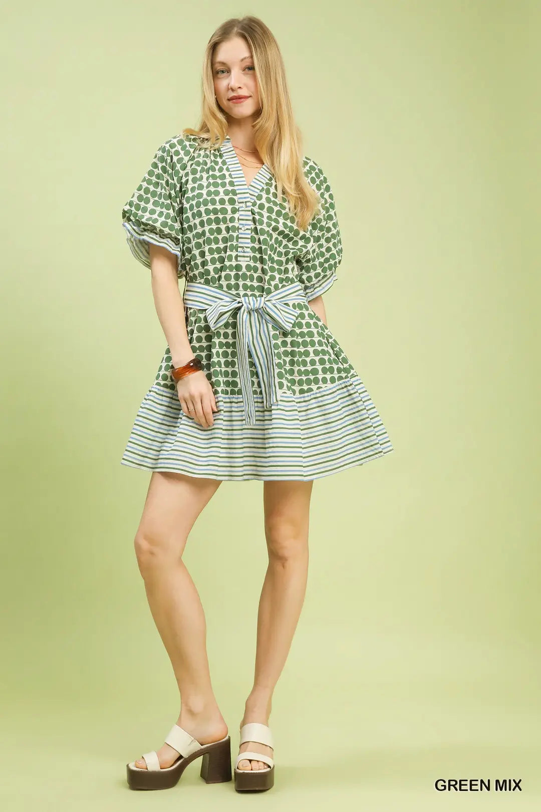 Mallory Mixed Print Mini Dress