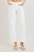 Curvy Jordyn Risen White Ankle Barrel Jeans