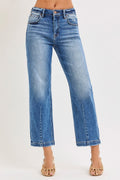 Curvy Risen Riley HR Crop Boyfriend Tapered Jeans