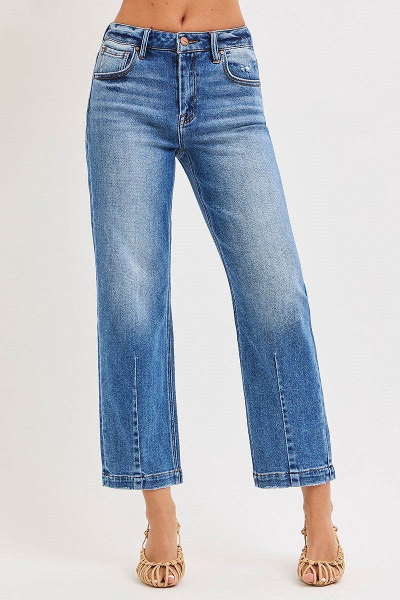 Curvy Risen Riley HR Crop Boyfriend Tapered Jeans