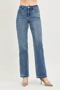 Curvy Risen Piper 4Way Stretch Mid Rise Creased Straight Jeans