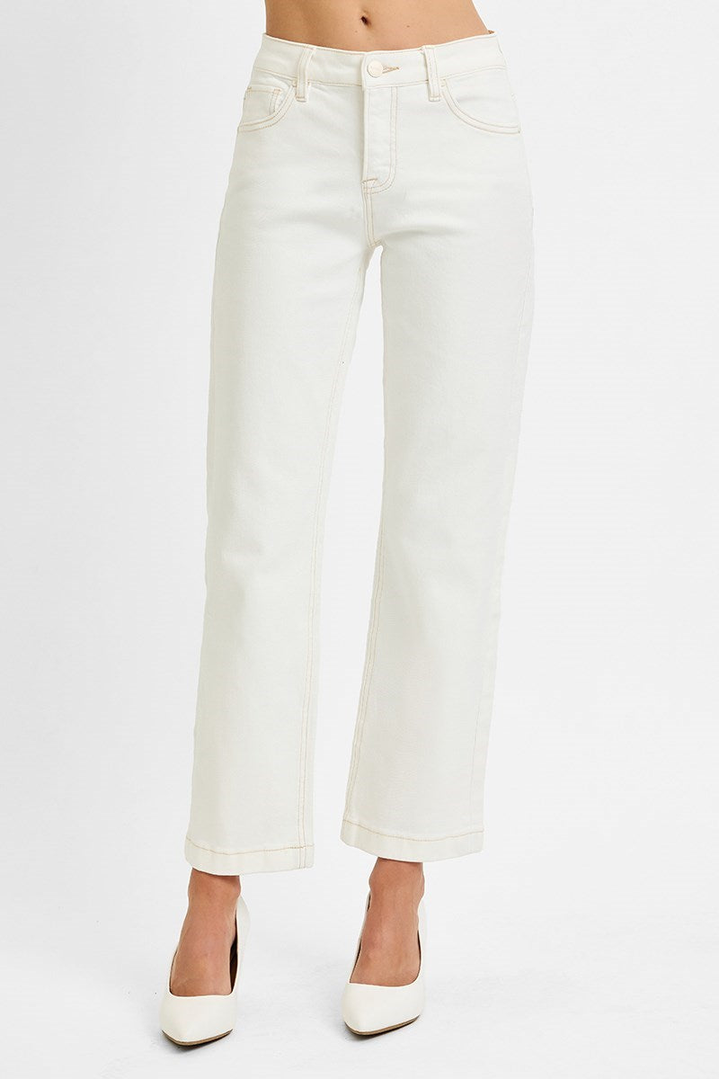 Curvy Risen Rachel Tummy Control Mid Rise Ankle Straight Jeans