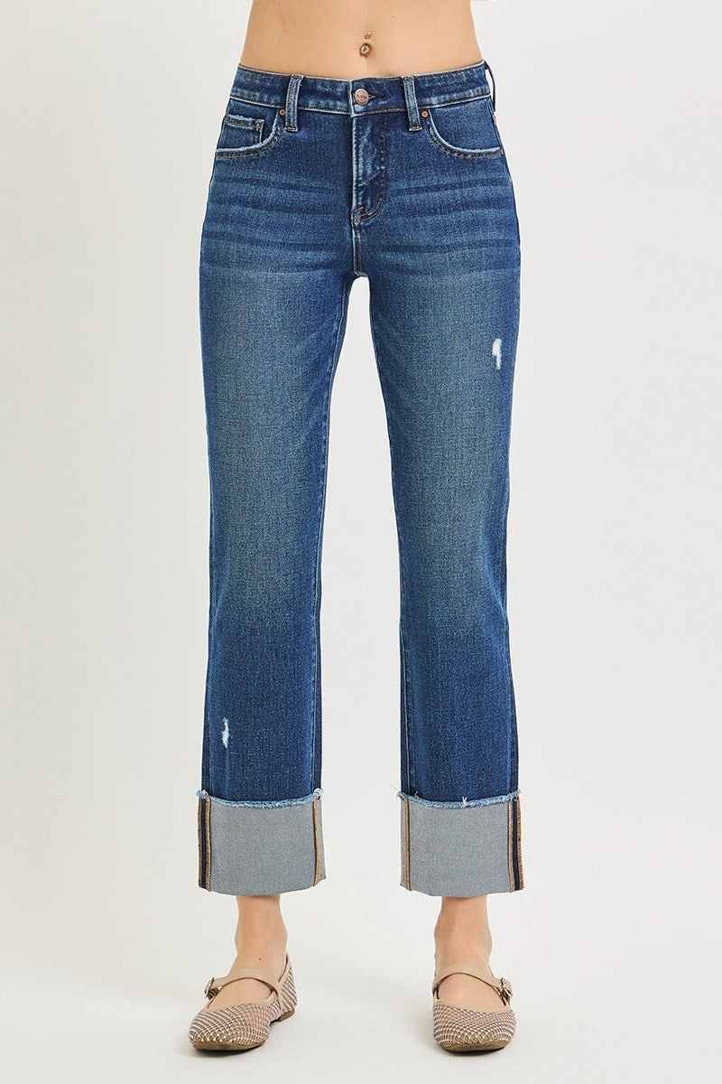 Risen Sadie 4 Way Stretch Mid Rise Cuffed Jeans
