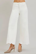 Curvy Risen Peyton Tummy Control HR Crop Embroidered Hem Wide Pants