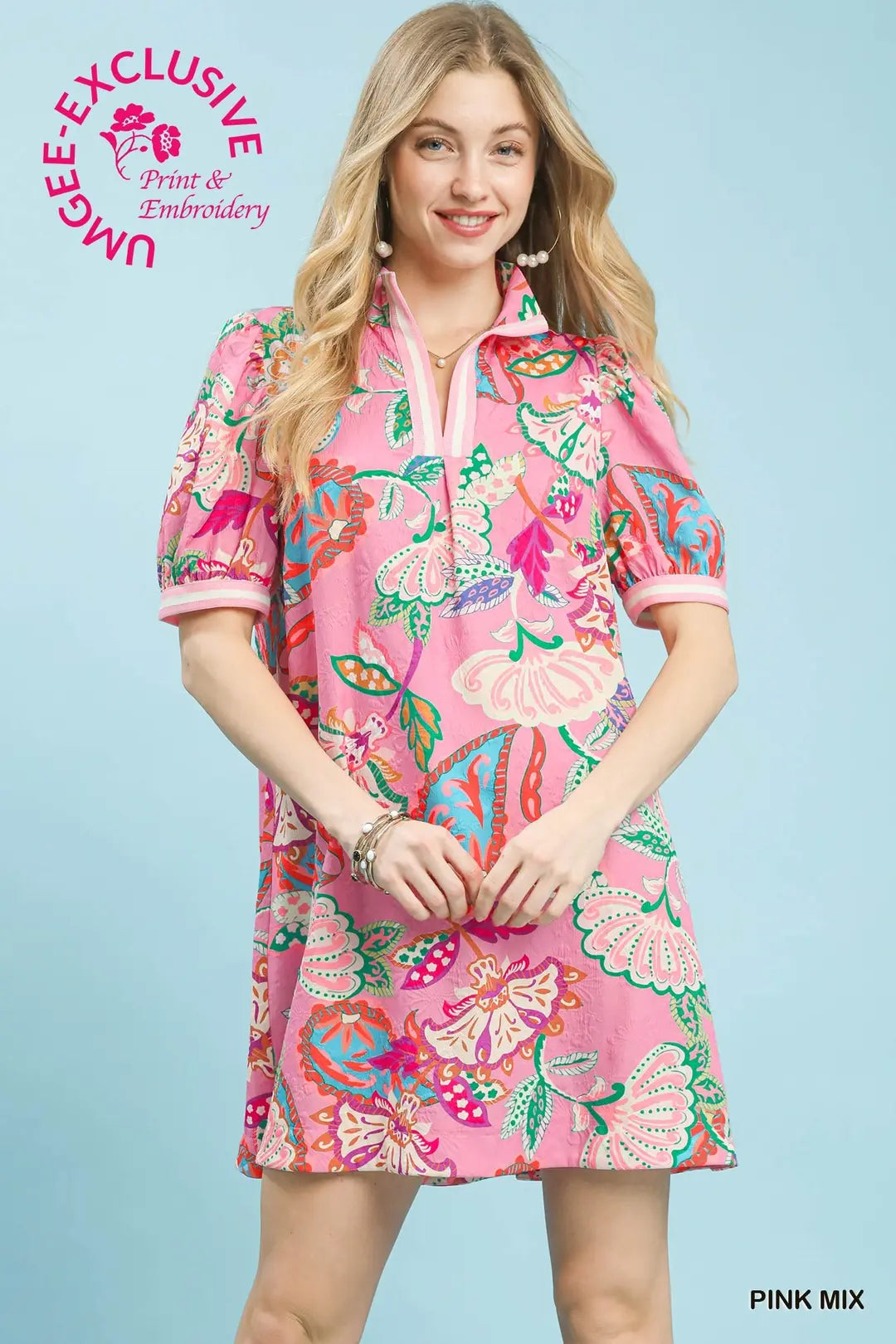 Pixie Pink Fun Print Mini Dress