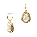 RG Freshwater Peart with Hammered Gold Drop Earrings