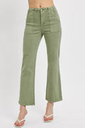 Curvy Risen Sutton Sage Ankle Flare Patch Pocket Pants