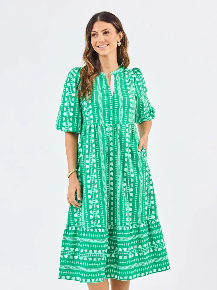 Riley Heritage Stitch Green Dress