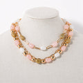 RG Pink Natural Stone Layered Necklace