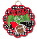 DK Red and Black Game Day Scallop Door Hanger