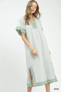 Stacy Sage Striped Midi Dress