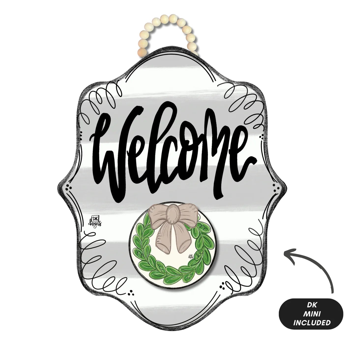 DK Stripe Bloom Welcome Door Hanger