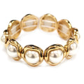 RG Gold Circle Pearl Stretch Bracelet