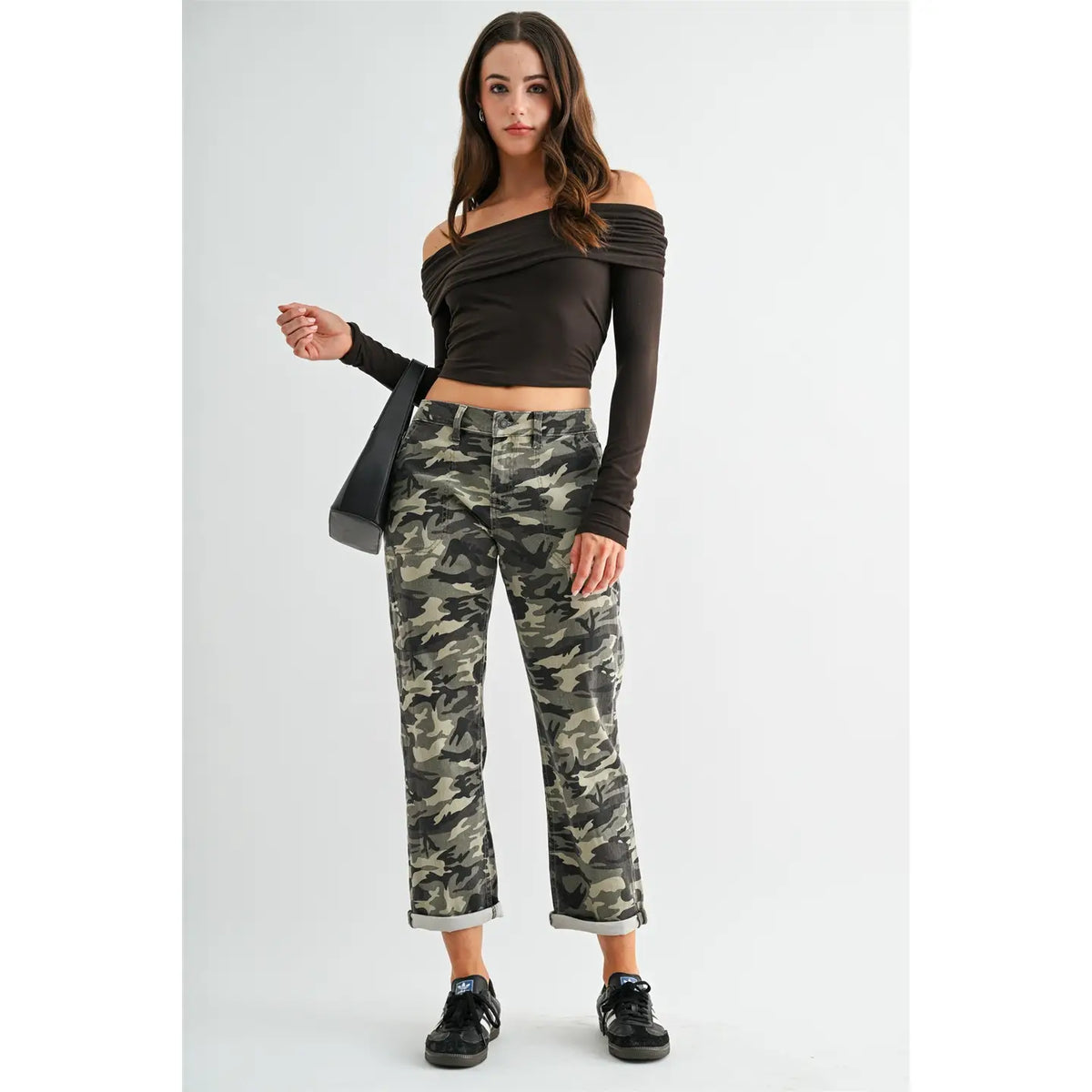 Mica Mid Rise Boyfriend Crop Camo Jeans