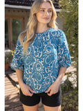 Voy Alannah Paisley Velvet Jaquard Top