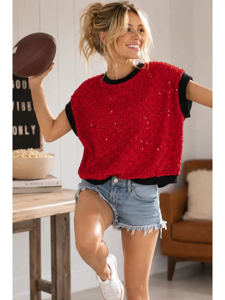 Gameday Sequin Oversized Top