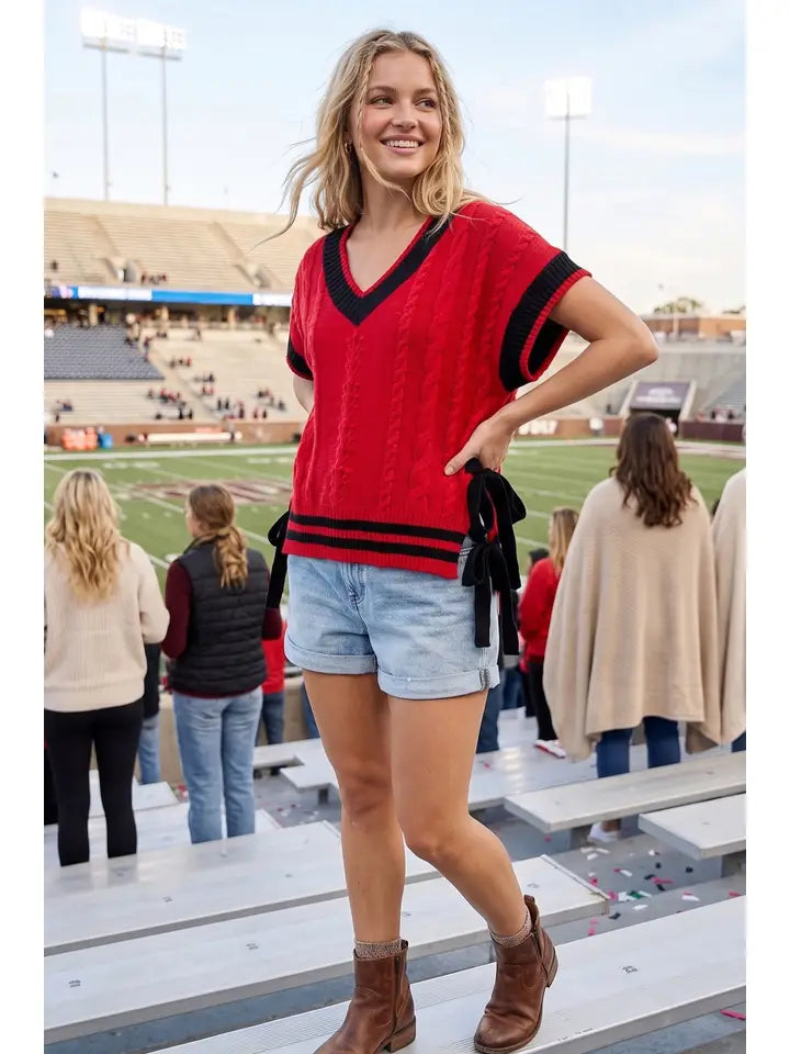 Gameday Cable Knit Varsity Sweater