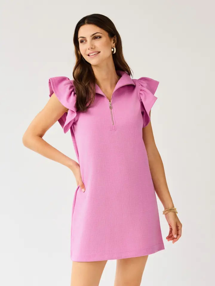 Paige Textured Flutter Sleeve Dress