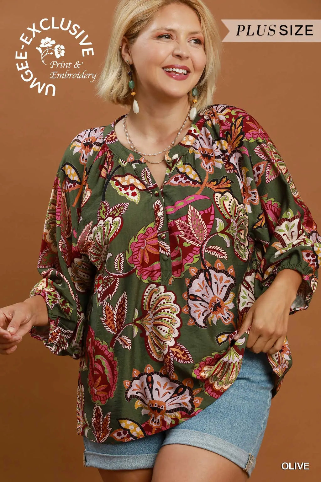 Curvy Barbara Boho Paisley Print Blouse