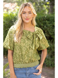 Olivia Front Bow Burnout Floral Top