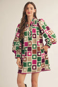 Marissa Multi Color Square Print Dress