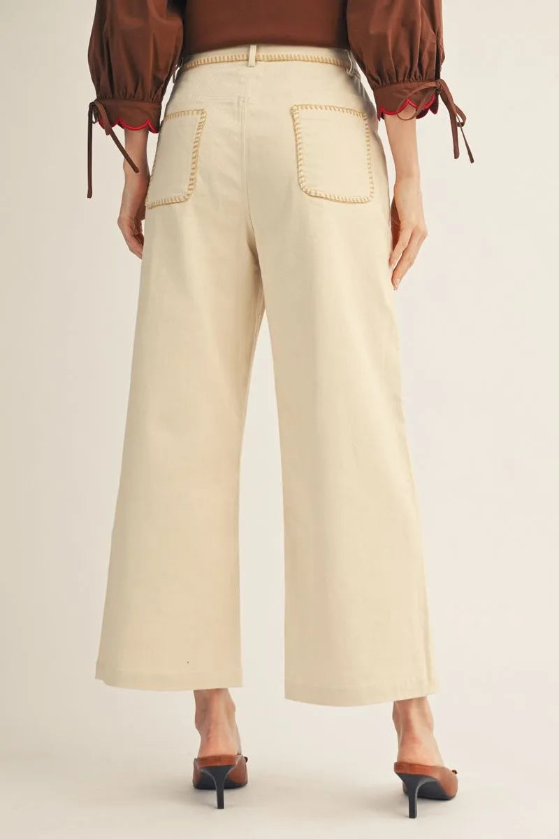 Karmen High Waist Pants with Stitch Accent