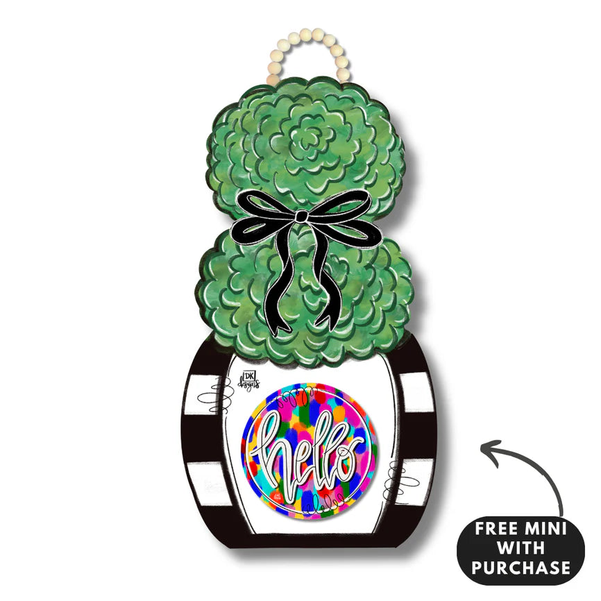 DK BLACK AND WHITE TOPIARY HANGER FOR MINI