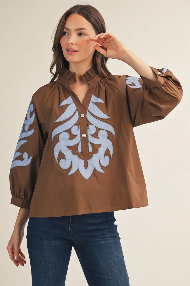 Curvy Liza Jane Baroque Applique Top