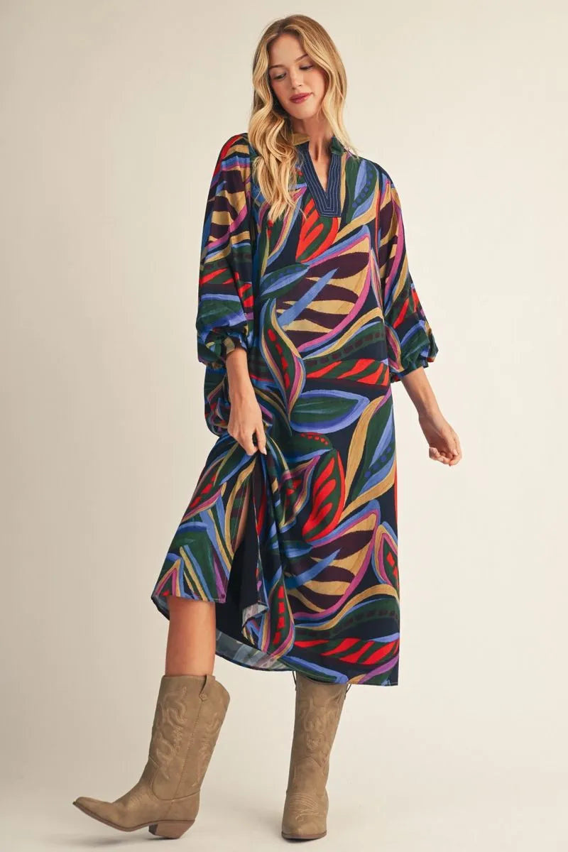 Toni Boho Floral Midi Dress