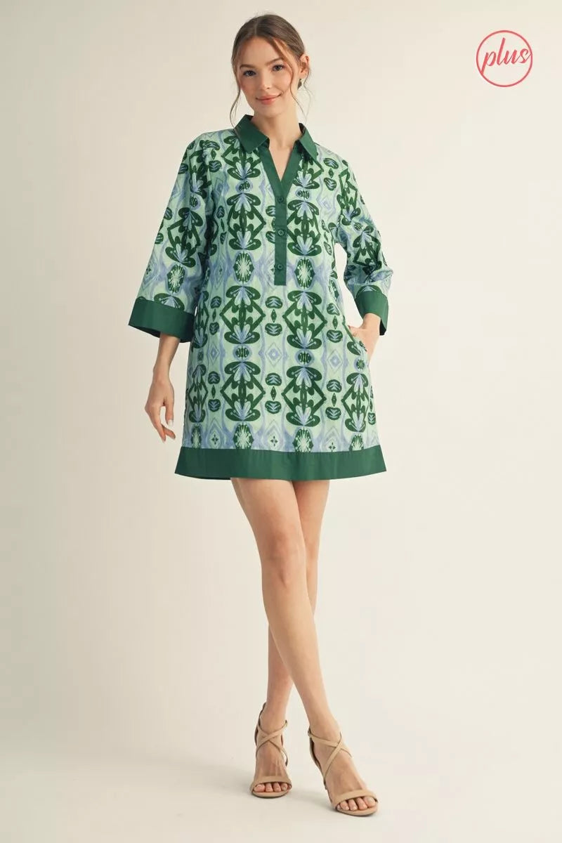 Curvy Katherine Floral Contrast Trim Dress
