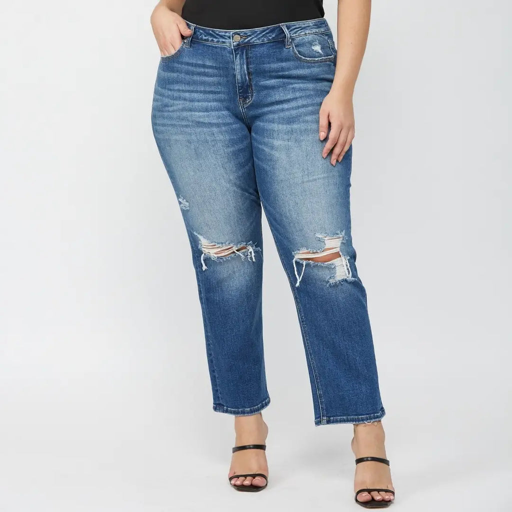 Curvy Mary Ethel Mica Mid-Rise Straight Leg Jeans