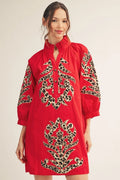 Leona Baroque Floral Applique Shift Dress