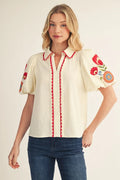 Betsy Embroidered Sleeve Top