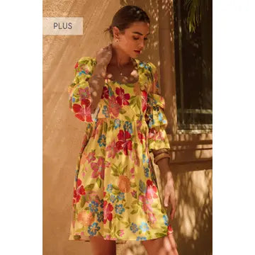 Curvy Briar Floral Embroidery Mini Dress